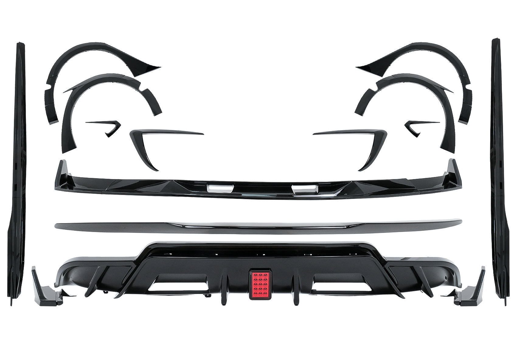 Aero Bodykit für Tesla Model 3 17-22 Stoßstangenlippe Luftverteiler Radkästen Schwarz Carpartstuning Austria