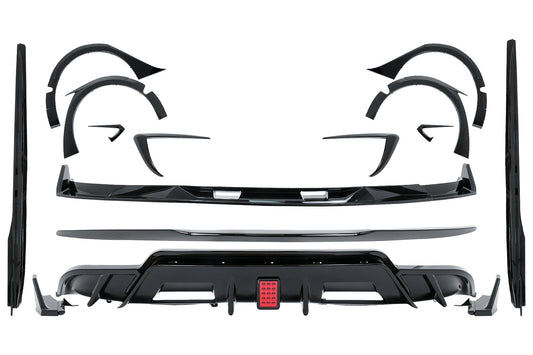 Aero Bodykit für Tesla Model 3 17-22 Stoßstangenlippe Luftverteiler Radkästen Schwarz Carpartstuning Austria