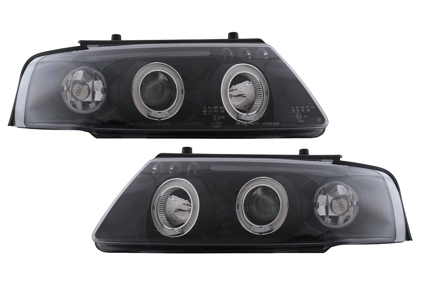 Angel Eyes Scheinwerfer für VW Passat B5 3B 11.1996–08.2000 Schwarz Halogenlampen Carpartstuning Austria