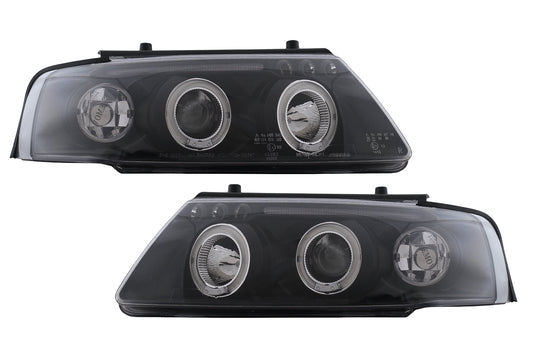 Angel Eyes Scheinwerfer für VW Passat B5 3B 11.1996–08.2000 Schwarz Halogenlampen Carpartstuning Austria