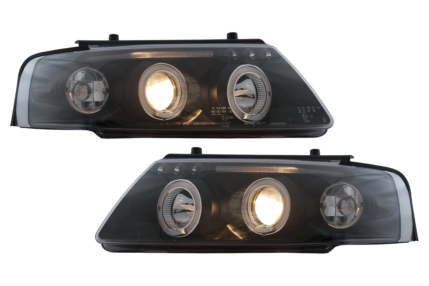 Angel Eyes Scheinwerfer für VW Passat B5 3B 11.1996–08.2000 Schwarz Halogenlampen Carpartstuning Austria