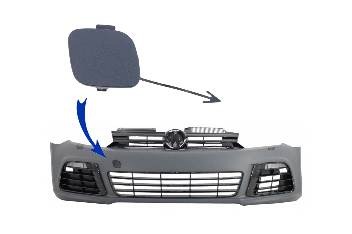 Abschlepphakenabdeckung für VW Golf VI 6 2008–2013 Frontstoßstange R20-Look Carpartstuning Austria