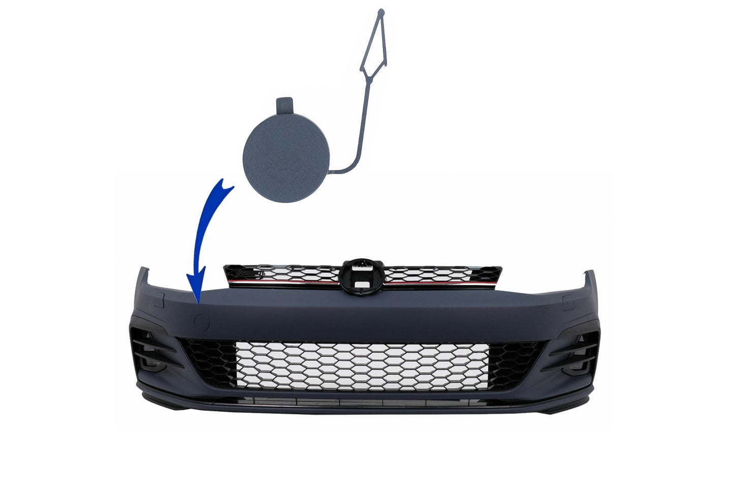 Abschlepphakenabdeckung für VW Golf 7.5 2017–2020 nur für Frontstoßstange im GTI-Design Carpartstuning Austria