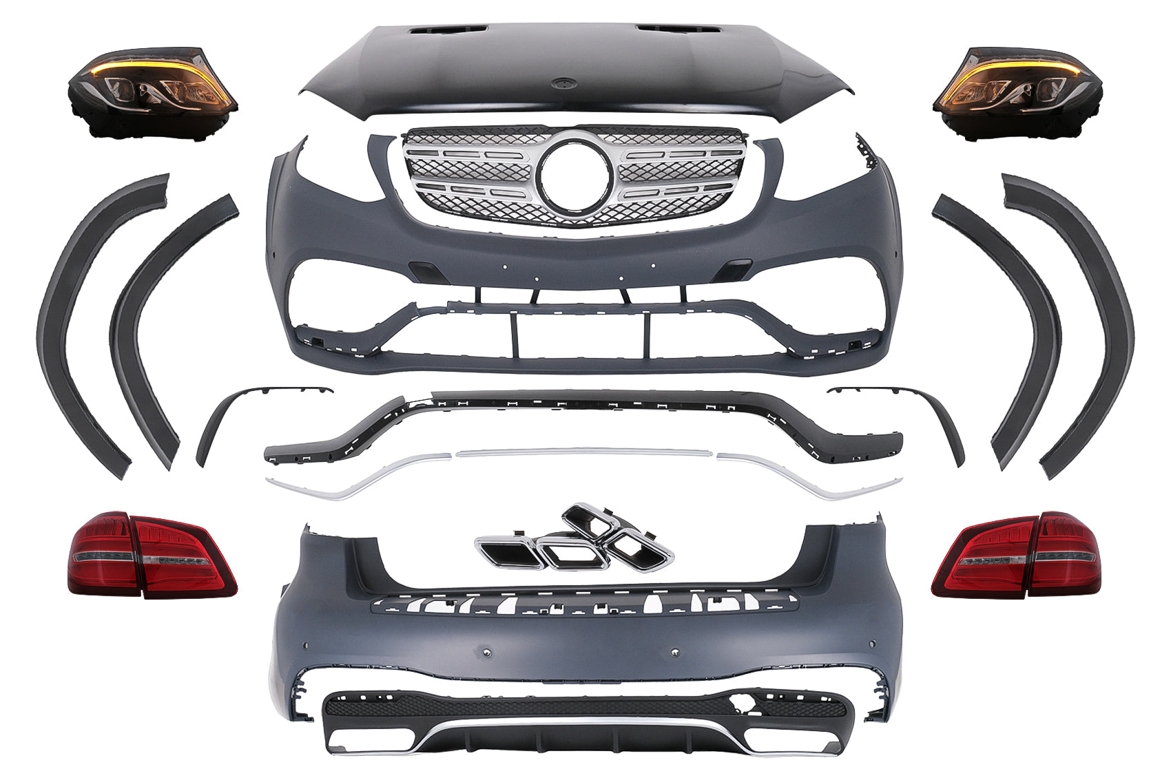 Bodykit für Mercedes GL-Klasse X166 12-16 Umbau GLS63-Design 2016 Stoßfänger Carpartstuning Austria
