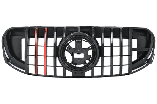Kühlergrill mit Rotem Einsatz für Mercedes GLS SUV X167 2019–2023 GTR-Design Carpartstuning Austria