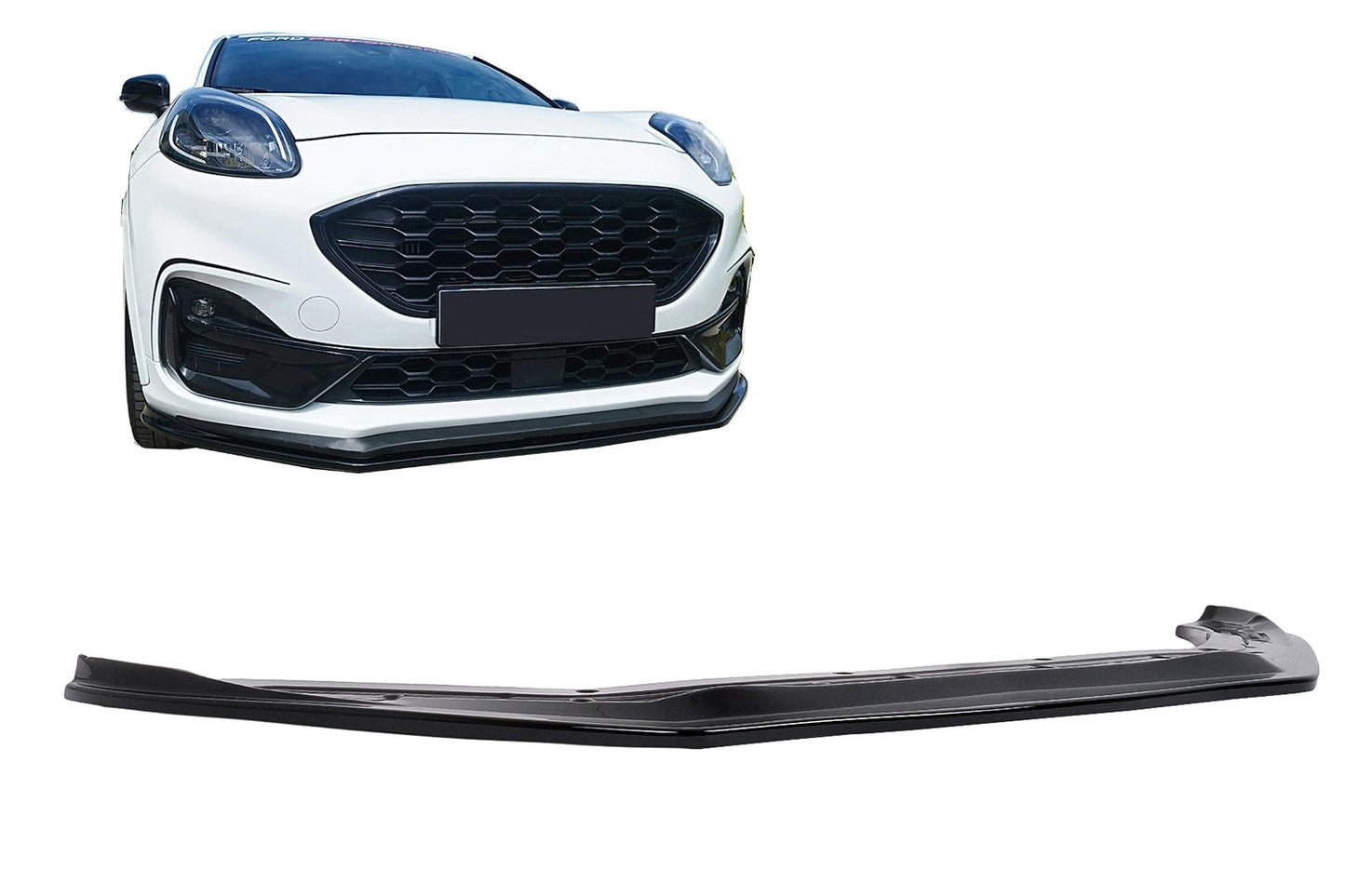 Stoßstange Lippe Lippenverlängerung Spoiler für Ford Puma ST 2019+ Schwarz Glänzend Carpartstuning Austria