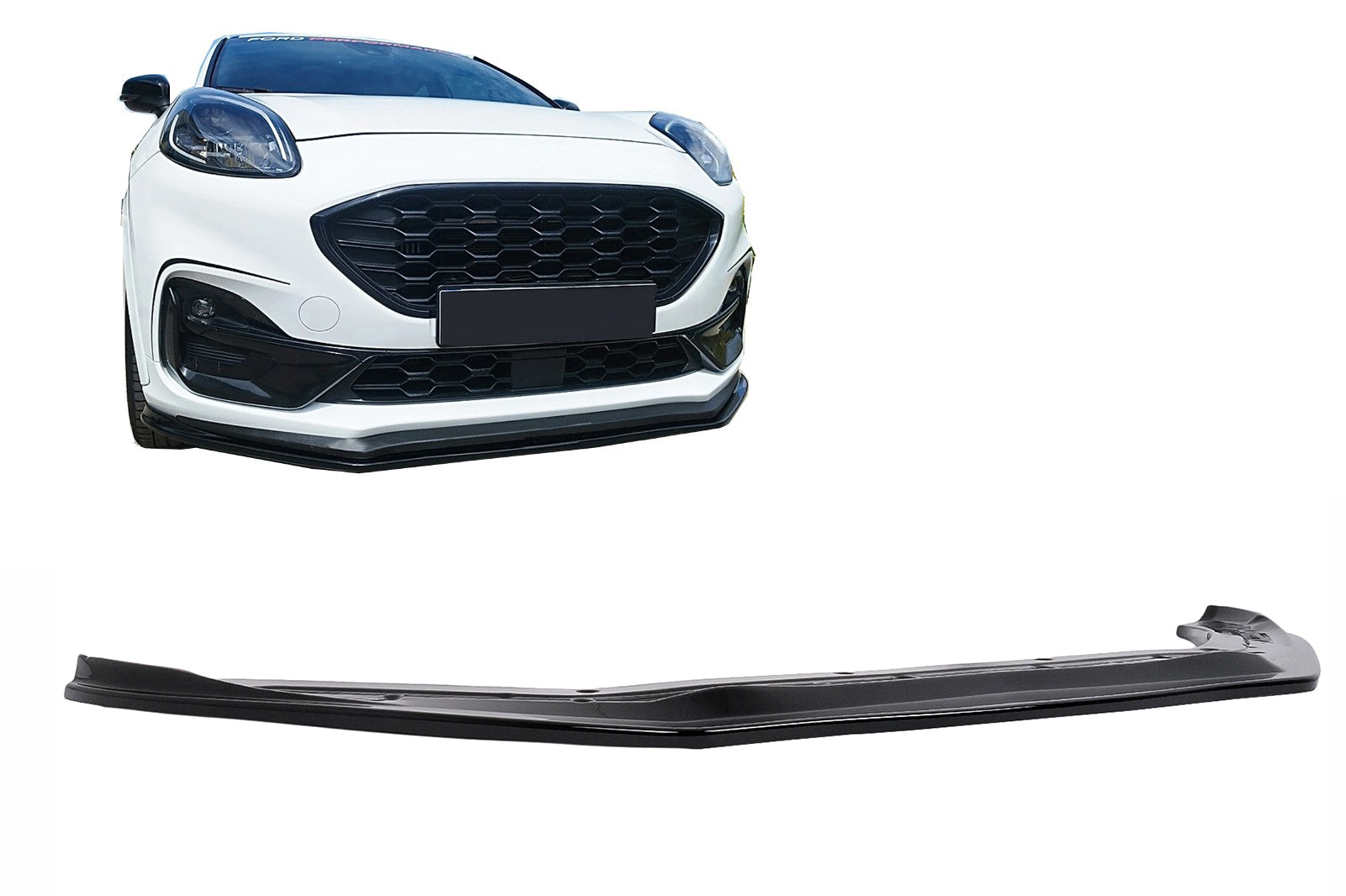 Stoßstange Lippe Lippenverlängerung Spoiler für Ford Puma ST 2019+ Schwarz Glänzend Carpartstuning Austria