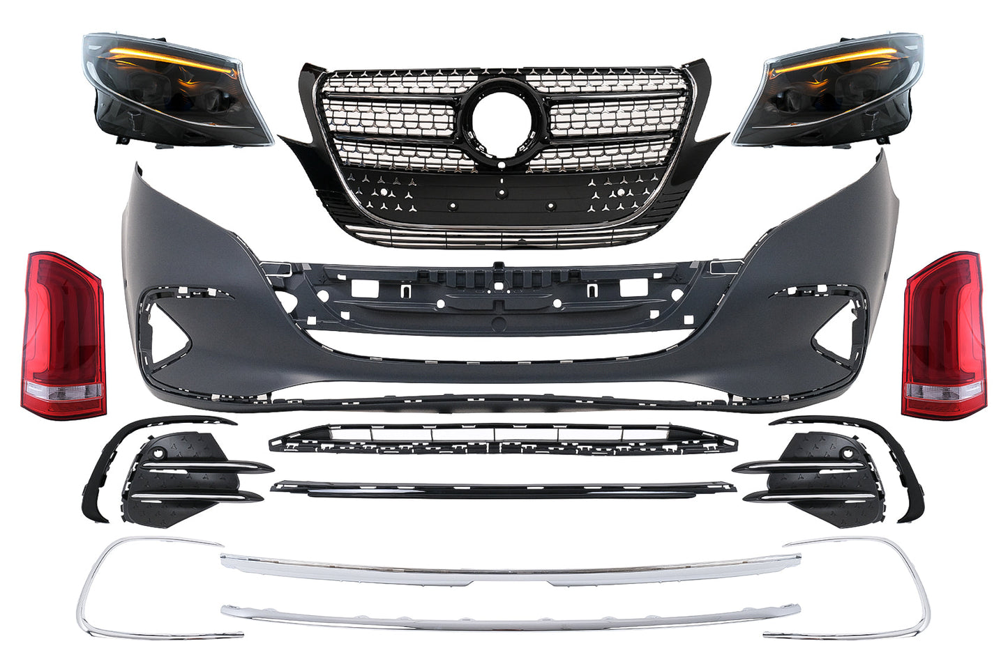 Body Kit für Mercedes V-Klasse W447 14-03.2019 Stoßstange seitengitter LED-Tagfahrlicht Carpartstuning Austria