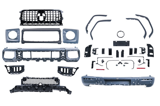 Stoßstangen für Mercedes G-Klasse W463 MOPF 18+ G63 Look Kühlergrill Radkästen Carpartstuning Austria