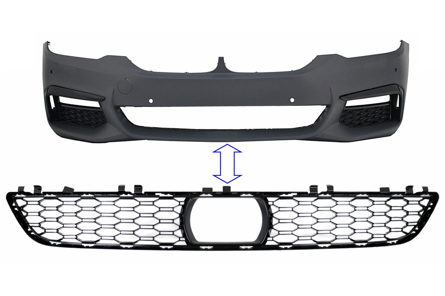 Mittlerer unterer Kühlergrill für BMW 5er G30 G31 Limousine Touring 2017-2019 mit M-Tech Stoßstange Carpartstuning Austria