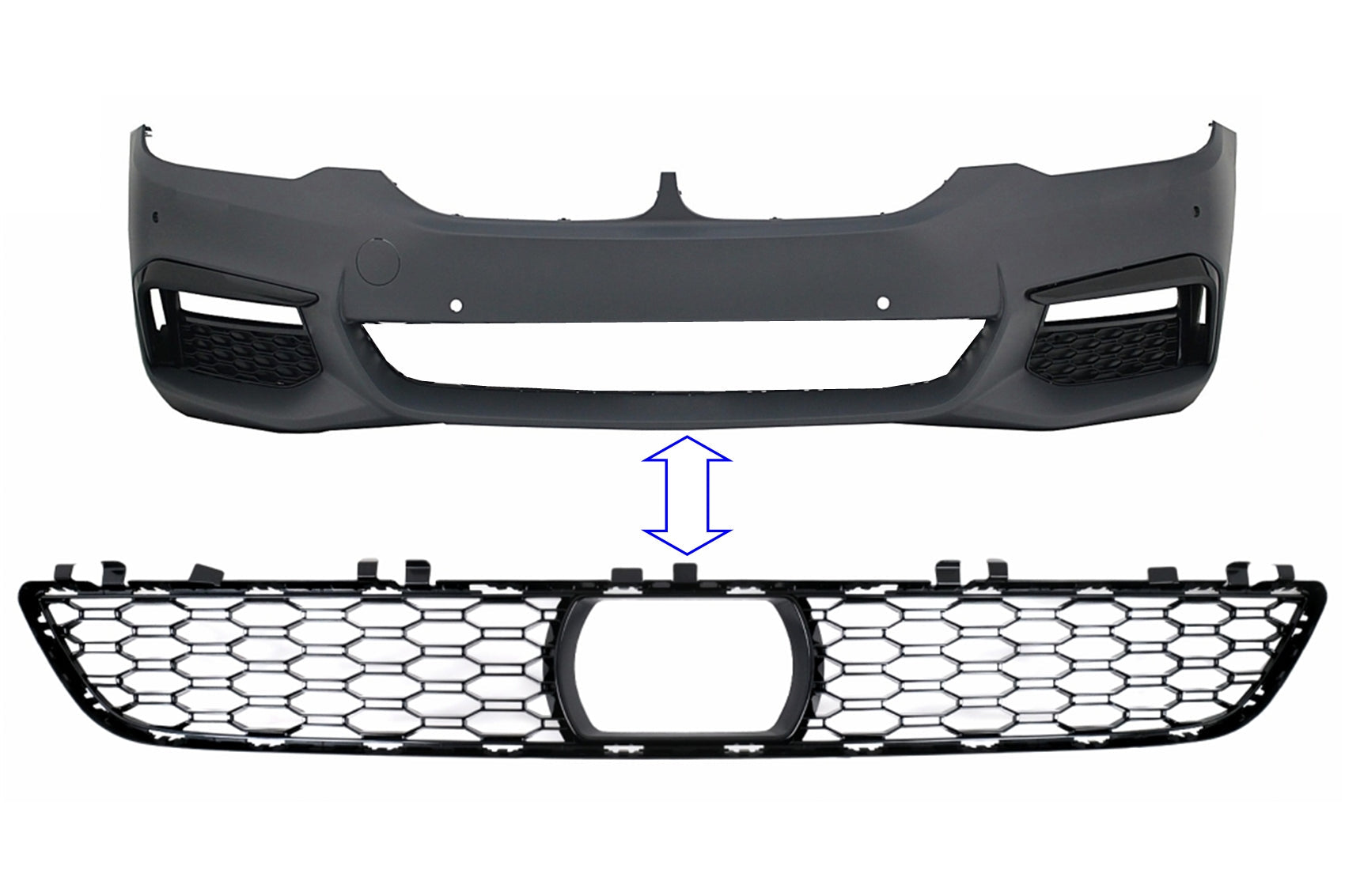 Mittlerer unterer Kühlergrill für BMW 5er G30 G31 Limousine Touring 2017-2019 mit M-Tech Stoßstange Carpartstuning Austria
