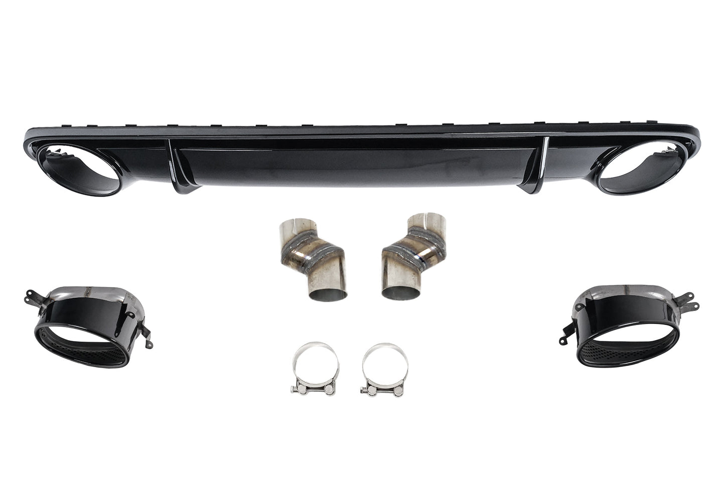 Stoßstange Diffusor Endrohre für  Audi A4 B8 Limousine Avant 2007–2011 RS4-Look Schwarz Carpartstuning Austria