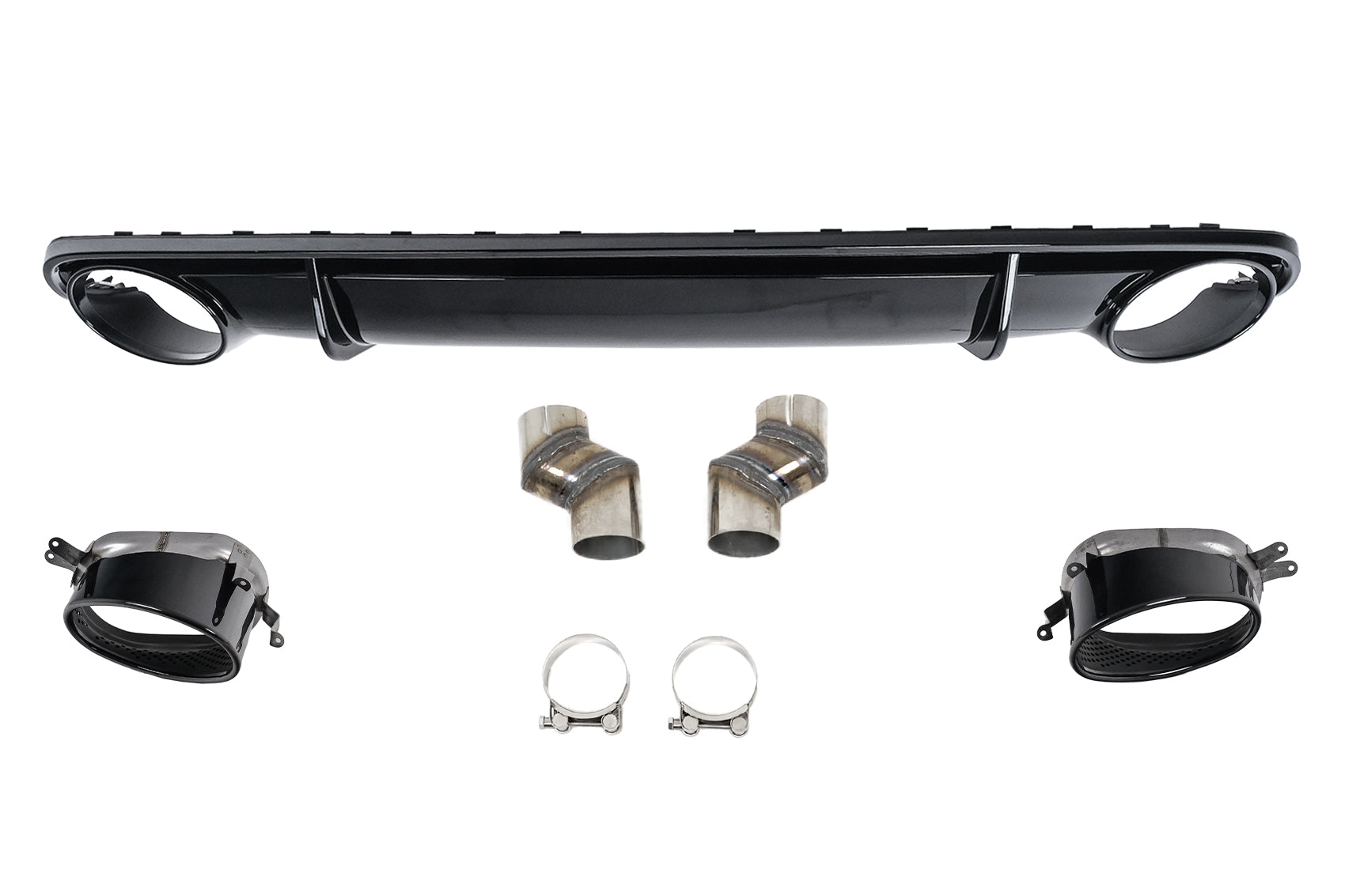 Stoßstange Diffusor Endrohre für  Audi A4 B8 Limousine Avant 2007–2011 RS4-Look Schwarz Carpartstuning Austria