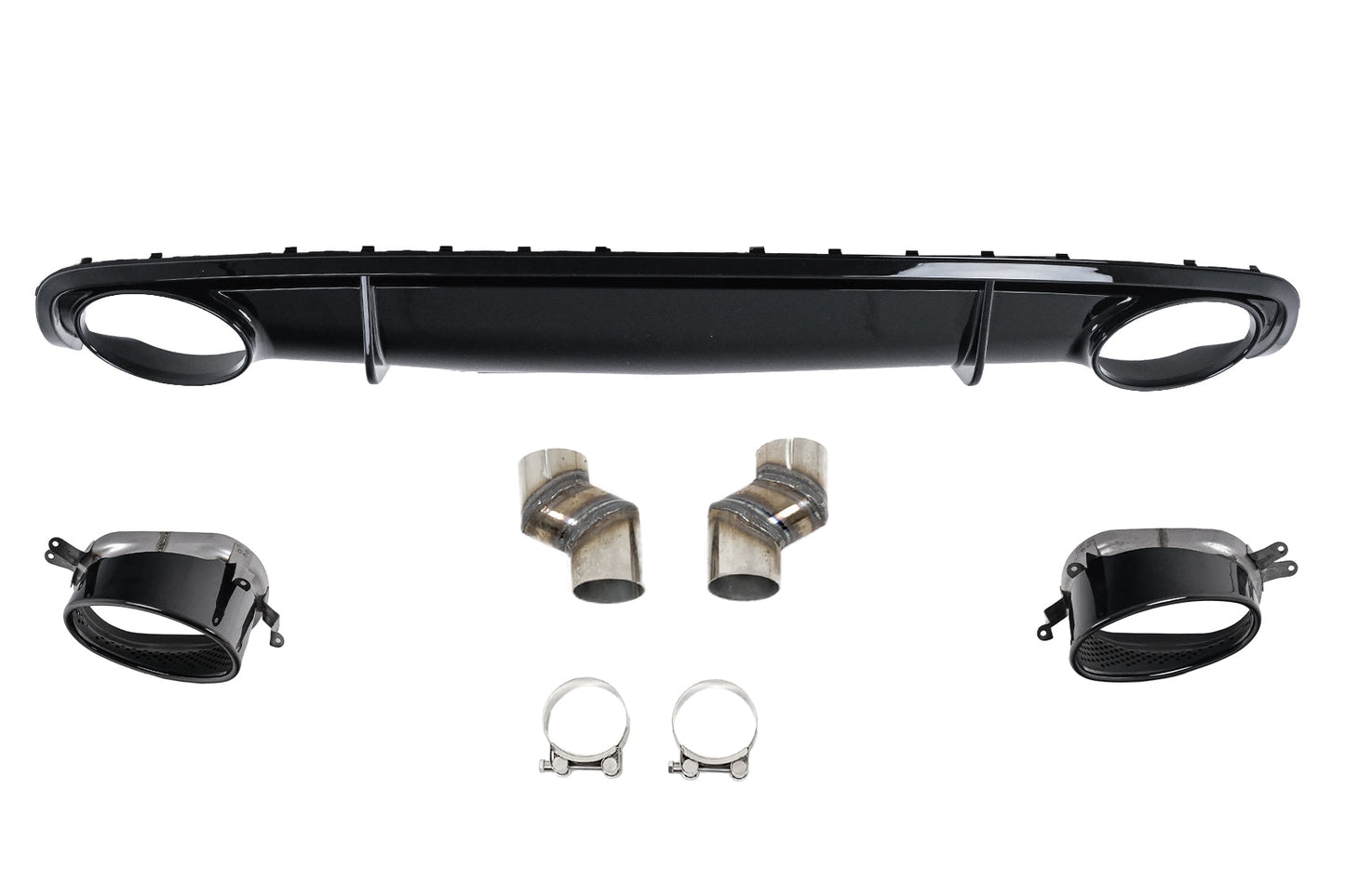 Stoßstange Diffusor Endrohre für Audi A4 B8 B8.5 MOPF 2012–2015 RS4-Look Schwarz Carpartstuning Austria