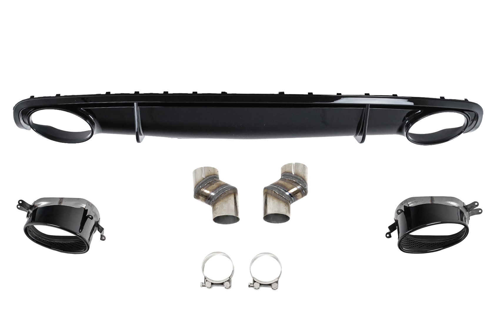 Stoßstange Diffusor Endrohre für Audi A4 B8 B8.5 MOPF 2012–2015 RS4-Look Schwarz Carpartstuning Austria