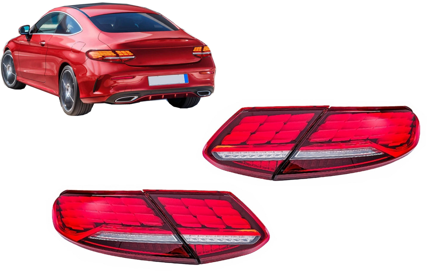 LED-Rückleuchten für Mercedes C-Klasse A205 Cabrio C205 Coupé 2016–2023 Dynamischem Blinklicht Carpartstuning Austria