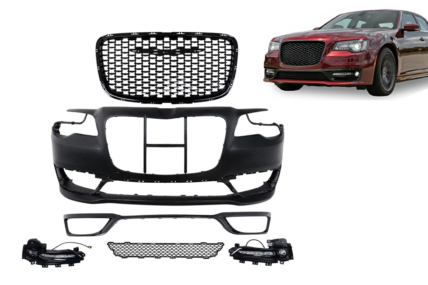 Stoßstange Frontstoßstange für Chrysler 300C 2012–2022 Kühlergrill Tagfahrlicht Carpartstuning Austria