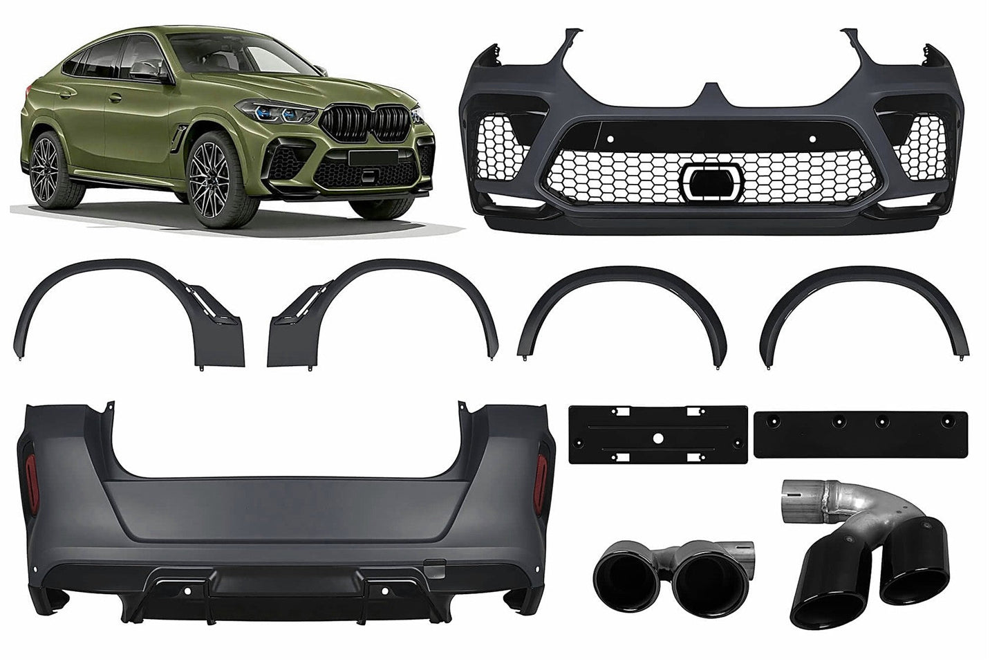 Bodykit für BMW X6 G06 2018-2022 X6M-Design Stoßstange Auspuff Endrohre Carpartstuning Austria