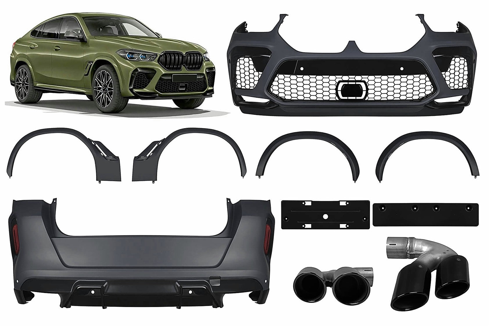 Bodykit für BMW X6 G06 2018-2022 X6M-Design Stoßstange Auspuff Endrohre Carpartstuning Austria