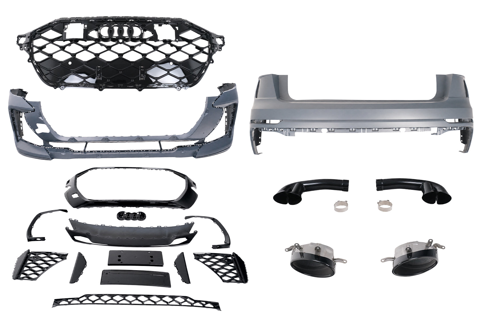 Body Kit für Audi Q8 SUV 2018-2023 RS Design Stoßstange Grille Endrohre Carpartstuning Austria