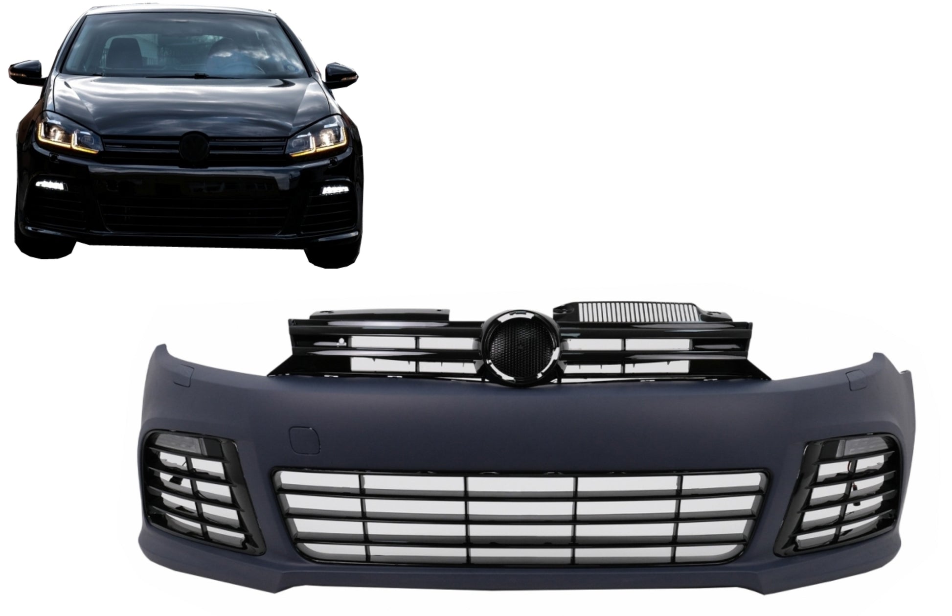 Frontstoßstange für VW Golf 6 Mk6 VI 2008-2013 Look LED Nebelscheinwerfer Gitter Carpartstuning Austria
