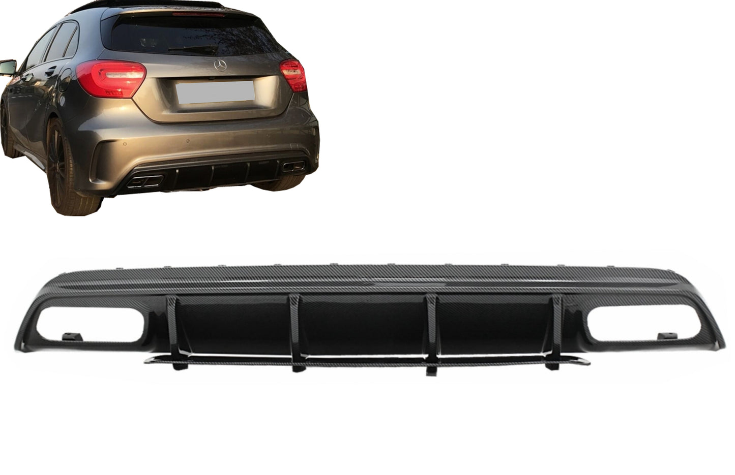 Stoßstange Diffusor Luftdiffusor für Mercedes A-Klasse W176 13-18 A45 Facelift Look Carbonfolie Carpartstuning Austria
