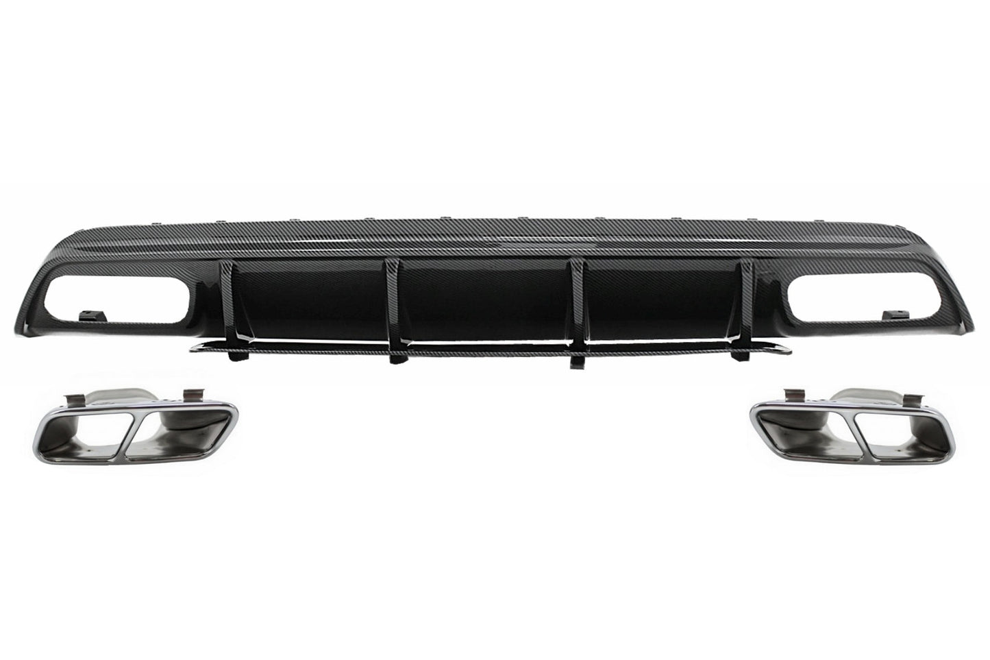 Stoßstange Diffusor Endrohre für Mercedes A-Klasse W176 13-18 A45 Facelift Look Carbonfolie Carpartstuning Austria