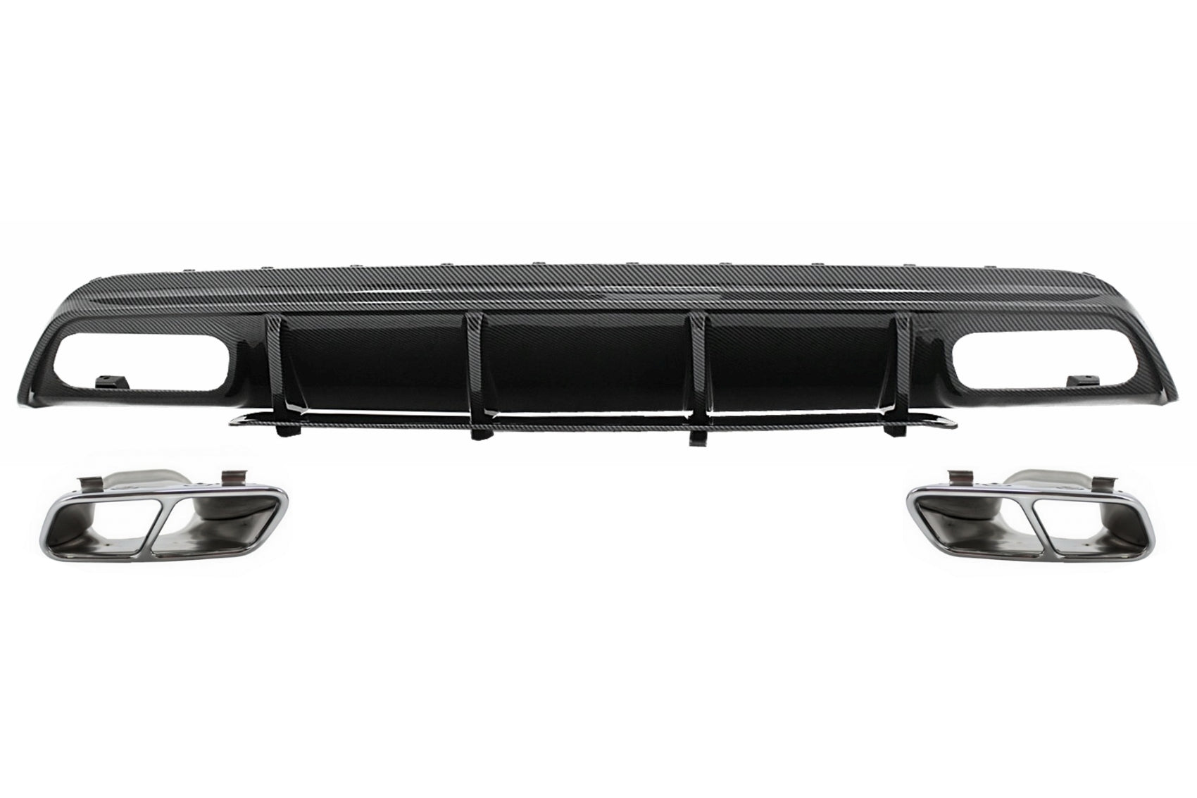 Stoßstange Diffusor Endrohre für Mercedes A-Klasse W176 13-18 A45 Facelift Look Carbonfolie Carpartstuning Austria