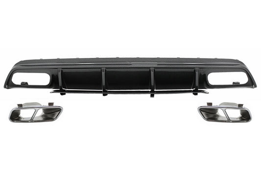Stoßstange Diffusor Endrohre für Mercedes A-Klasse W176 13-18 A45 Facelift Look Carbonfolie Carpartstuning Austria