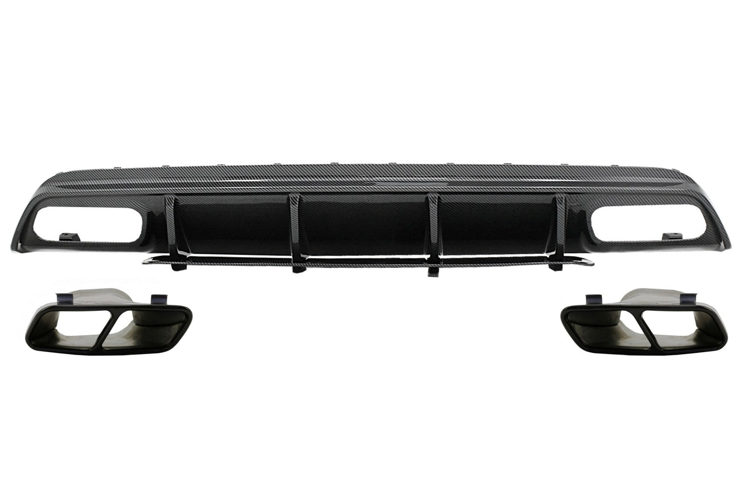 Stoßstange Diffusor Endrohre für Mercedes A-Klasse W176 13-18 A45 Facelift Look Carbonfolie Carpartstuning Austria