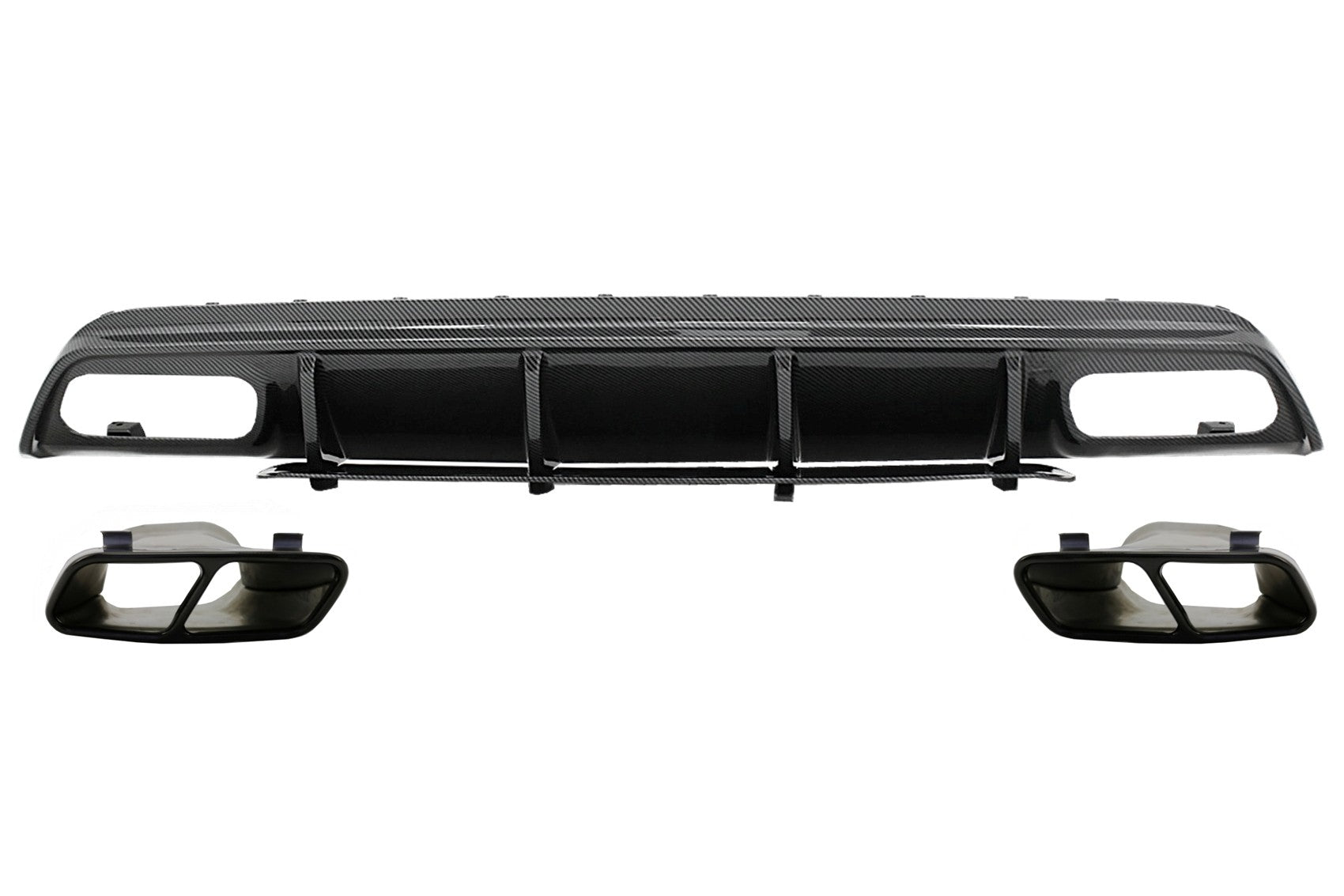Stoßstange Diffusor Endrohre für Mercedes A-Klasse W176 13-18 A45 Facelift Look Carbonfolie Carpartstuning Austria