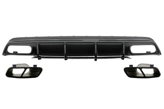 Stoßstange Diffusor Endrohre für Mercedes A-Klasse W176 13-18 A45 Facelift Look Carbonfolie Carpartstuning Austria
