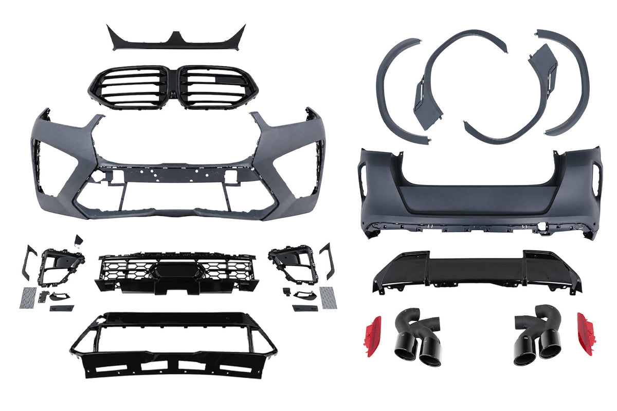 Bodykit für BMW X6 G06 (2019-03.2023) & LCI (2024-) X6M Design Stoßstange Radkästen Auspuffblenden Endrohre Carpartstuning Austria