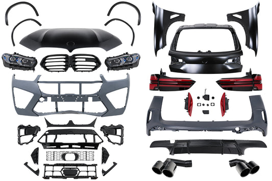 Bodykit für BMW X5 F15 2013–2018 Umbau auf G05 LCI M-Design-Optik Stoßstangen Endrohre Radkästen Carpartstuning Austria