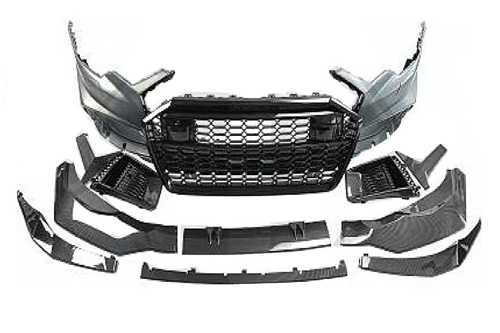 Frontstoßstange für Audi A6 C8 4K 2018+ RS6 Look Zentraler Grill Glänzend schwarz Carpartstuning Austria