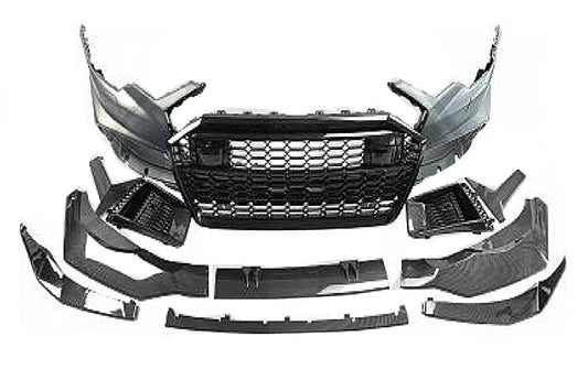 Frontstoßstange für Audi A6 C8 4K 2018+ RS6 Look Zentraler Grill Glänzend schwarz Carpartstuning Austria