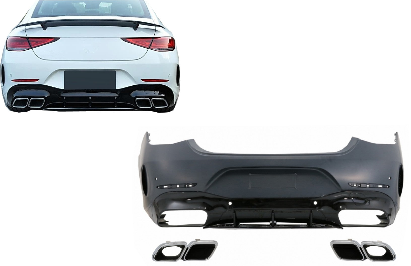 Stoßstange Diffusor Endrohre für Mercedes CLS-Klasse C257 Limousine 2018- Carpartstuning Austria