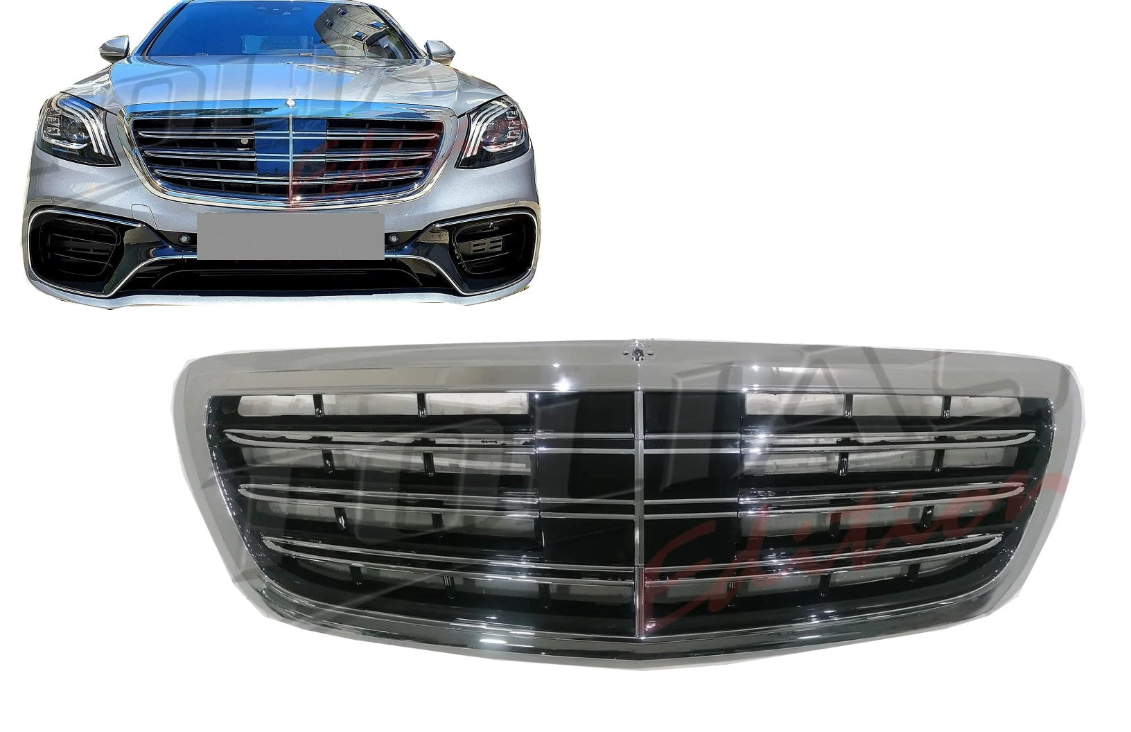 Kühlergrill für Mercedes S-Klasse W222 2014-08.2020 S65 Look Chrom Carpartstuning Austria