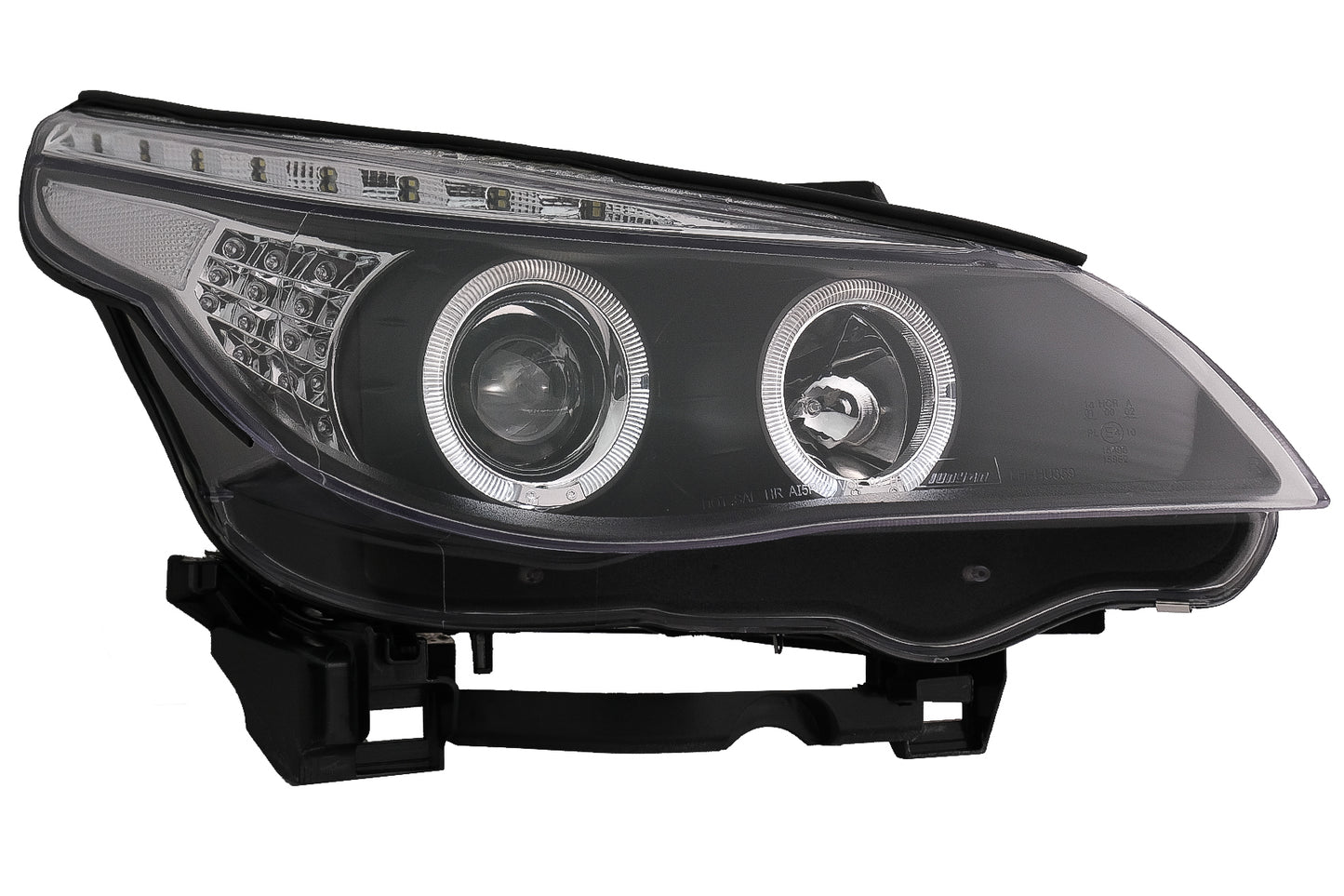 Angel Eyes Scheinwerfer für BMW 5er E60 E61 2004-2007 DAYLINE LED Schwarz CarPartsTuning
