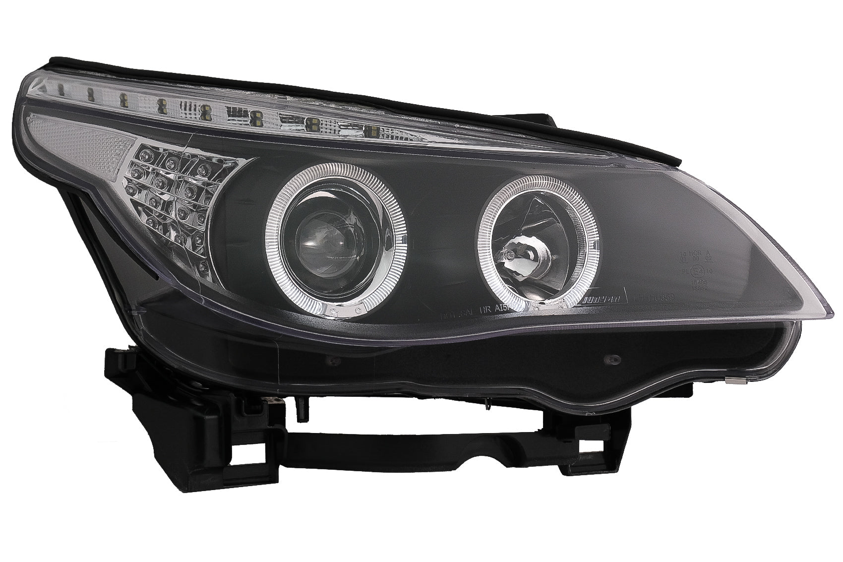 Angel Eyes Scheinwerfer für BMW 5er E60 E61 2004-2007 DAYLINE LED Schwarz CarPartsTuning