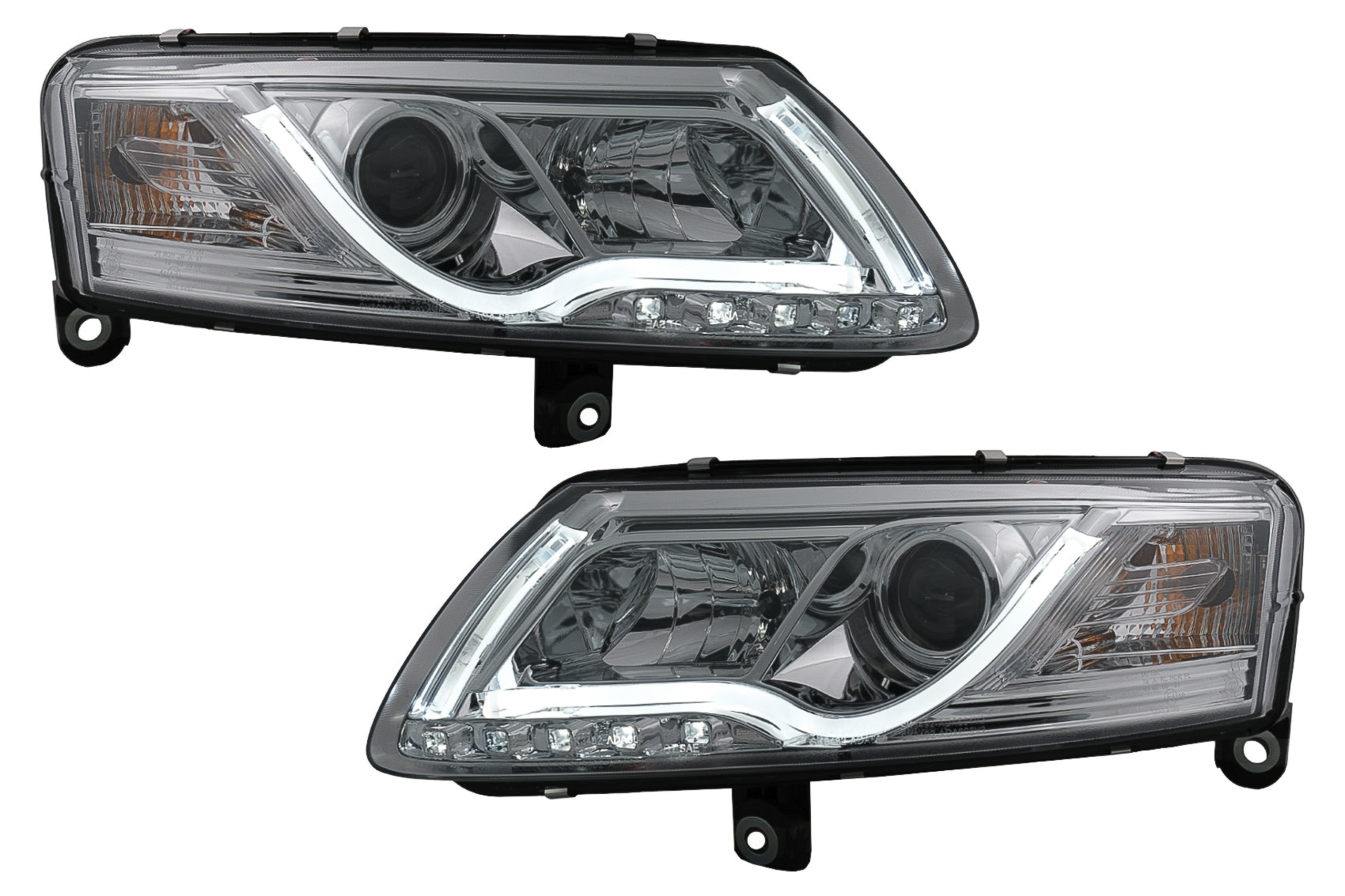 LED DRL Scheinwerfer für Audi A6 C6 4F 2004-2007 Tagesfahrlicht Chrom CarPartsTuning