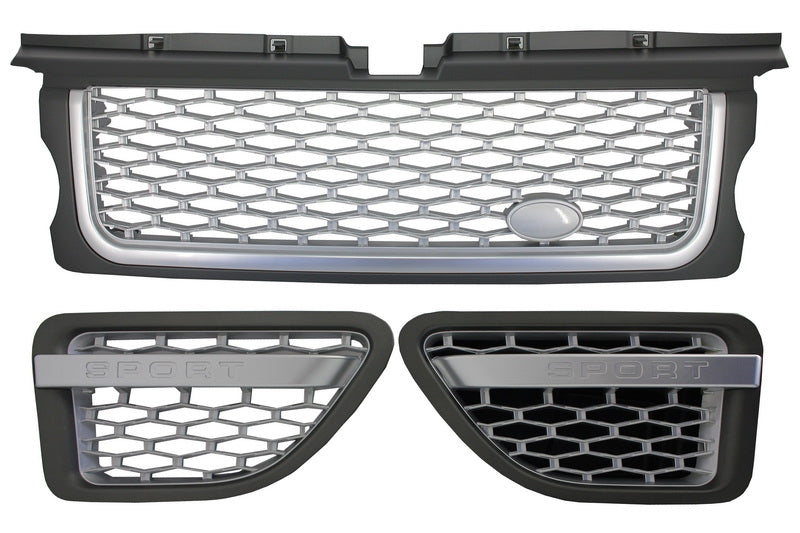 Kühlergrill Seitenschlitze für Sport 05-08 L320 Autobiography Look Silber Edition CarPartsTuning
