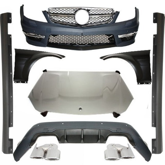 Komplett Umbau Bodykit Passend Für Mercedes W204 C-Klasse Facelift (2011-2014) C63 Design KITT Specials