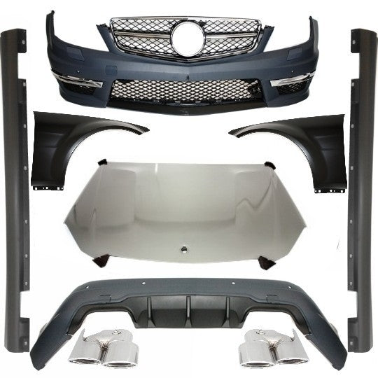 Komplett Umbau Bodykit Passend Für Mercedes W204 C-Klasse Facelift (2011-2014) C63 Design KITT Specials