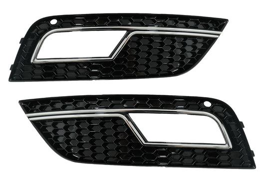 Abdeckungen Nebelscheinwerfer für AUDI A4 B8 Facelift 2012-2015 RS4 Look Schwarz & Chrom CarPartsTuning