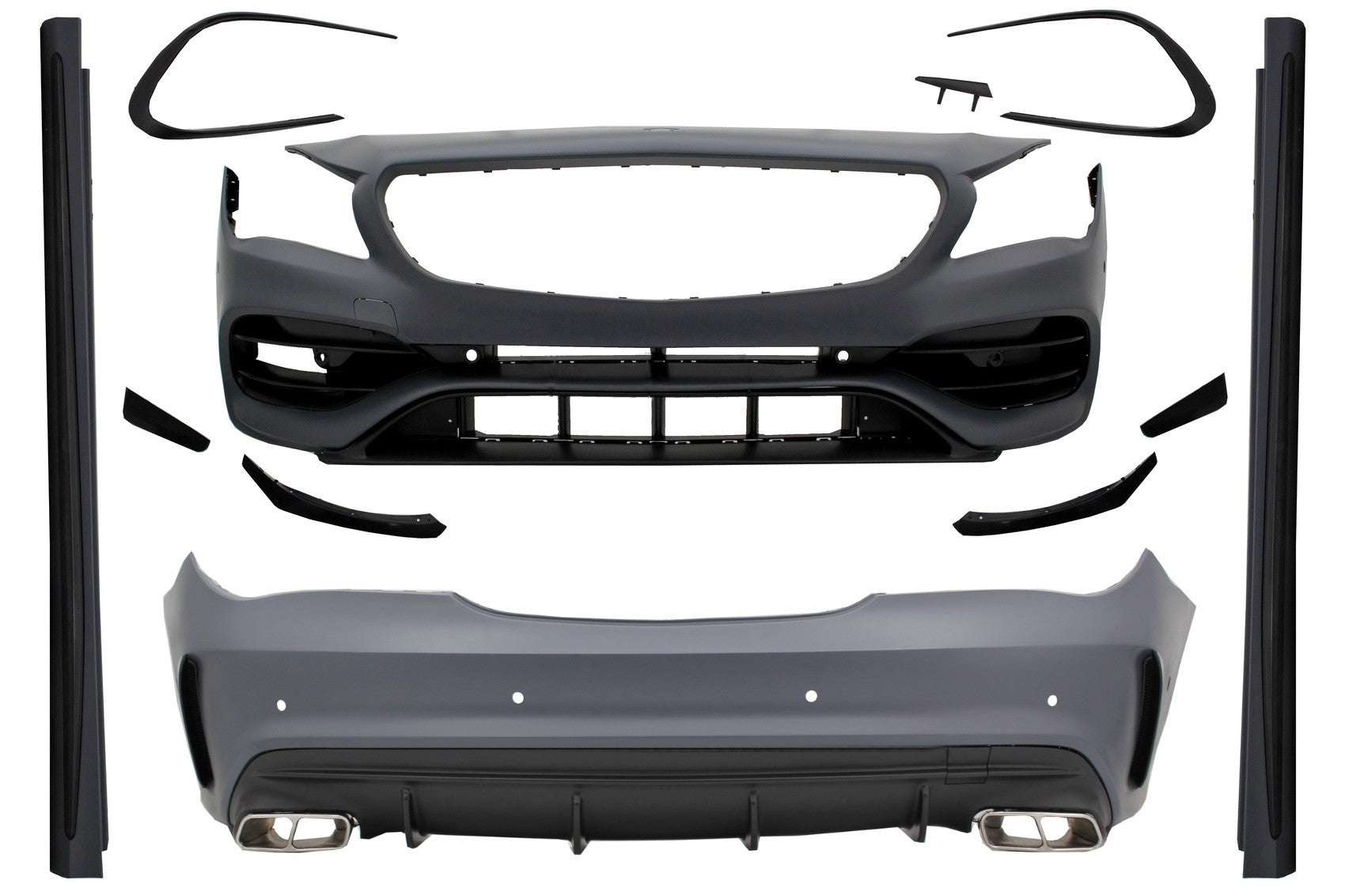 BodyKit für Mercedes W117 C117 CLA 13-18 MOPF CLA45 Look Seitenschweller Endrohre CarPartsTuning