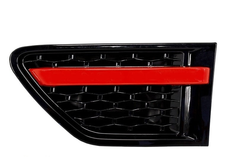 Mittelgrill Und Seitliche Lüftungsschlitze Passend Für Land Range Rover Sport L320 Facelift (2010-2013) Autobiography Look Black Red Edition KITT