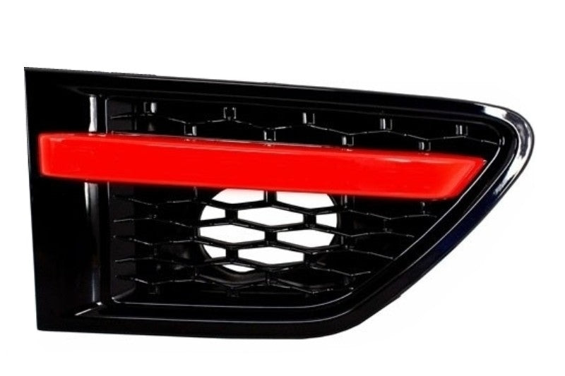 Mittelgrill Und Seitliche Lüftungsschlitze Passend Für Land Range Rover Sport L320 Facelift (2010-2013) Autobiography Look Black Red Edition KITT