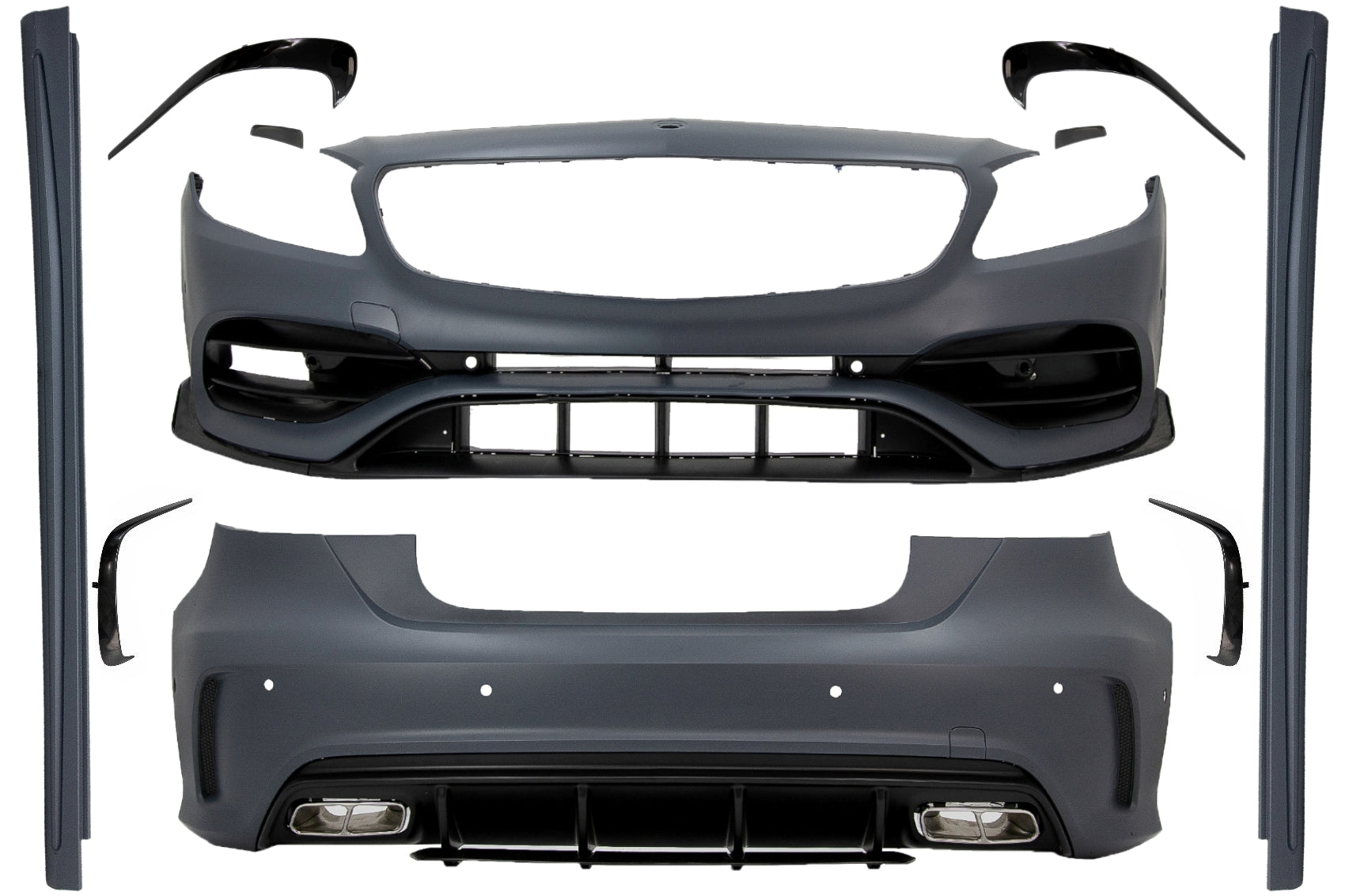 BodyKit für MERCEDES A W176 12-18 MOPF A45 Look Stoßstange Luftverteiler Endrohe CarPartsTuning