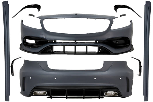 BodyKit für MERCEDES A W176 12-18 MOPF A45 Look Stoßstange Luftverteiler Endrohe CarPartsTuning
